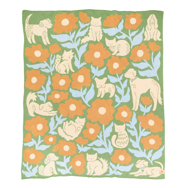 Poppy Pets Throw Blanket - Mustard Green