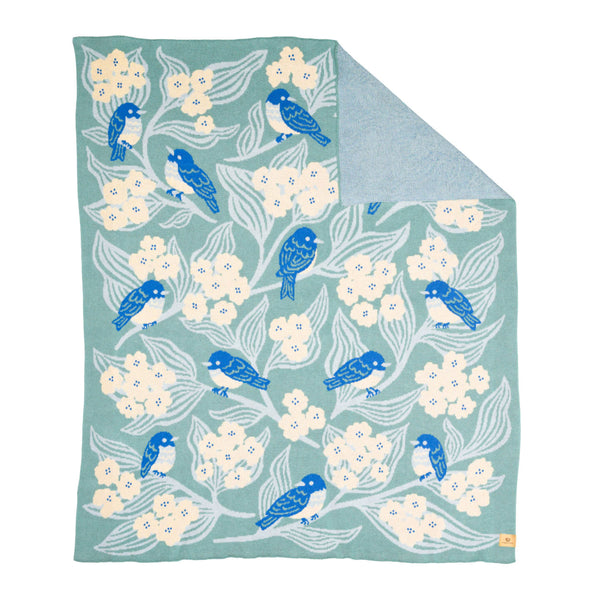 Bluebirds Throw Blanket - Sage