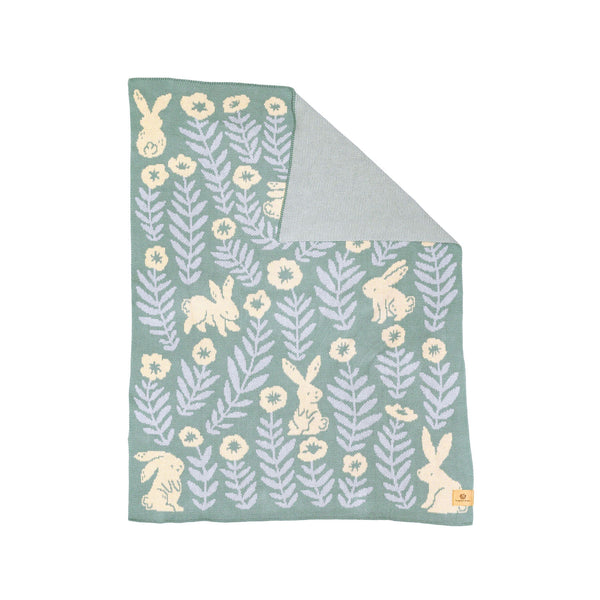 Bunny Meadows Baby Blanket - Sage Green