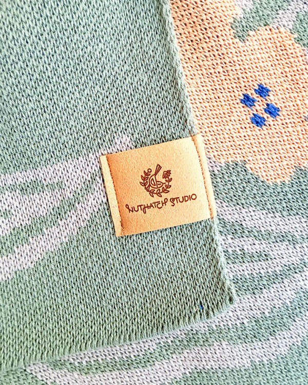 Bluebirds Throw Blanket - Sage