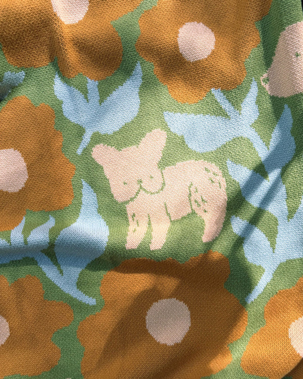 Poppy Pets Throw Blanket - Mustard Green
