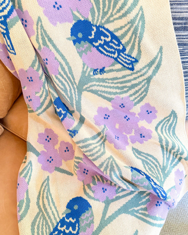 Bluebirds Throw Blanket - Lilac