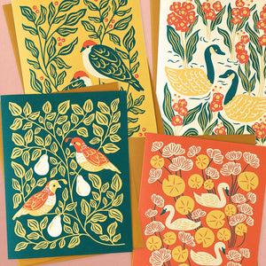 Holiday bird greeting cards from Nuthatch Studio