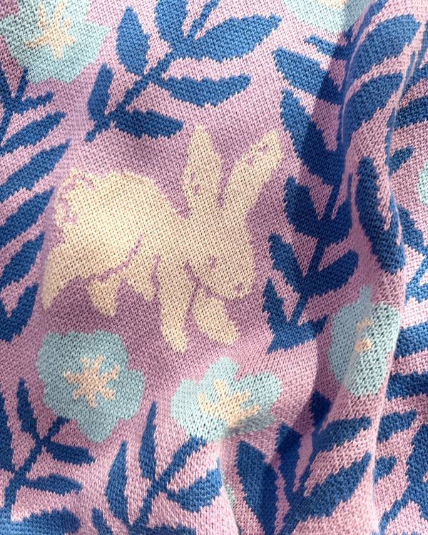 Bunny Meadows Baby Blanket - Lavender Blue