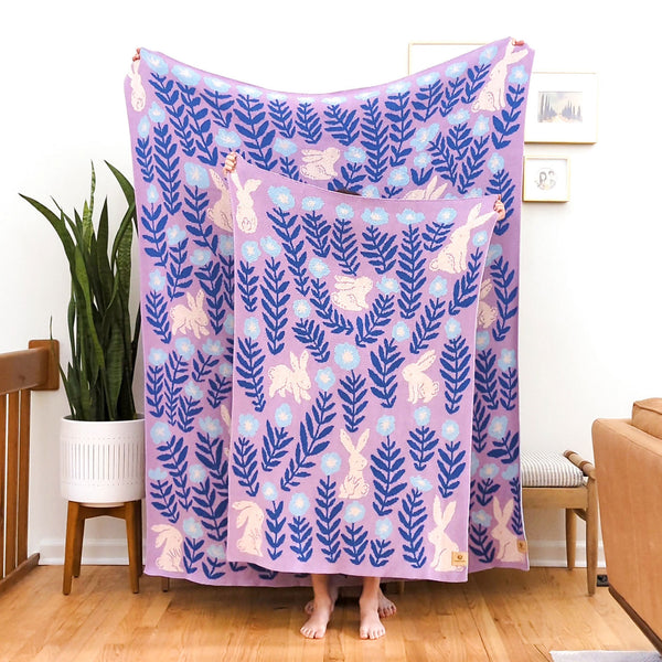 Bunny Meadows Baby Blanket - Lavender Blue