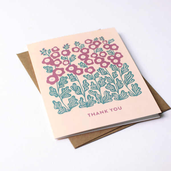 Hollyhock Thank You Card