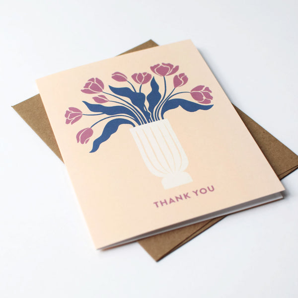 Tulip Bouquet Flower Vase Thank You Card