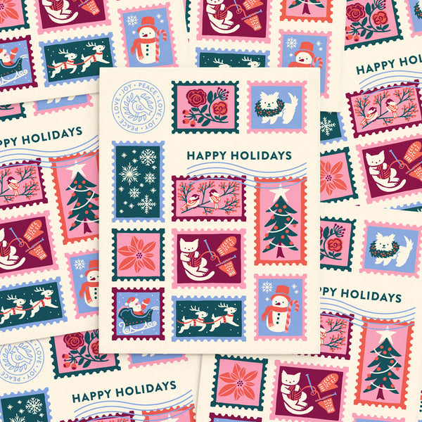 Christmas Postage Holiday Card Set