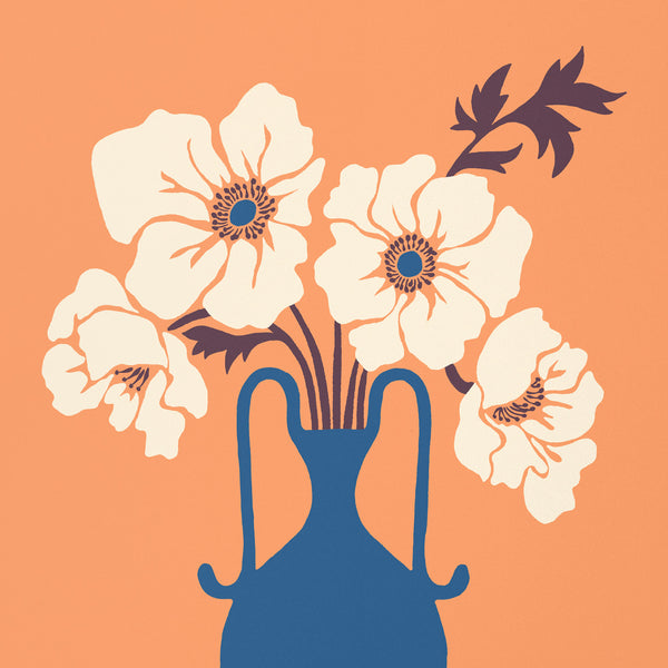 White Anemone Flower Vase Art Print