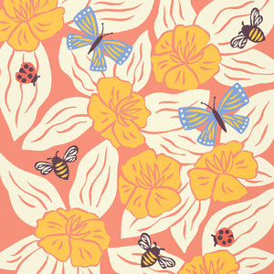Close-up view of the Butterfly Garden Art Print from Nuthatch Studio