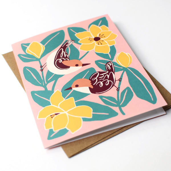 Nuthatches & Magnolia Card