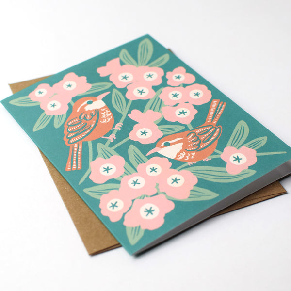 Wren & Rhododendron Card