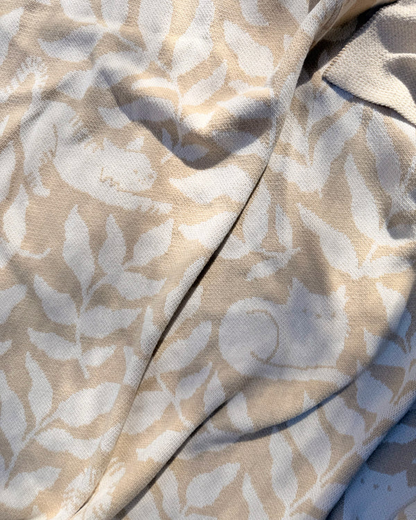 Cat Club Throw Blanket - Cream