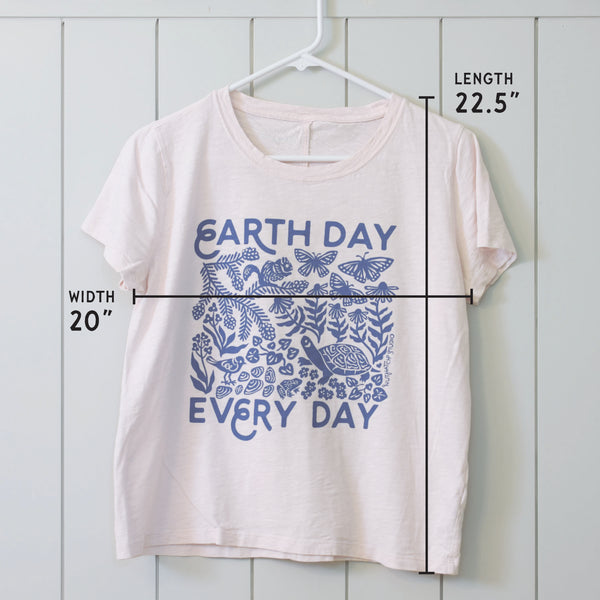 Upcycled Soft Pink Earth Day Every Day T-Shirt - Women’s Size Large