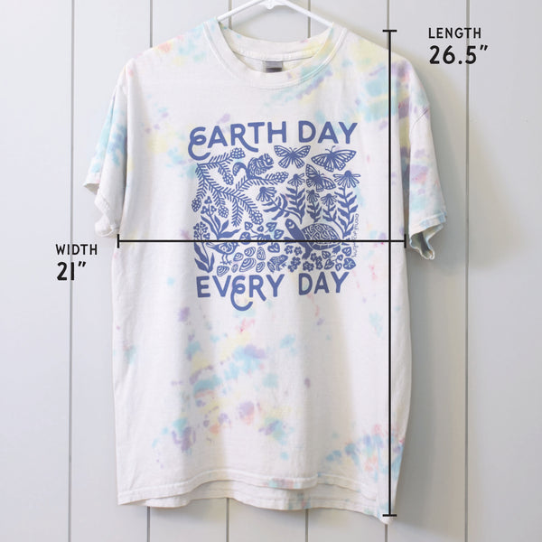Upcycled Tie-Dye Earth Day Every Day T-Shirt - Unisex Size Large