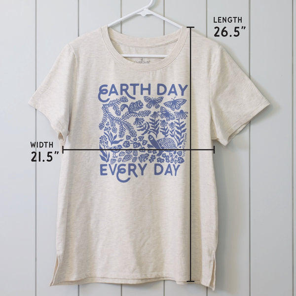 Upcycled Tan Earth Day Every Day T-Shirt - Women’s Size Large