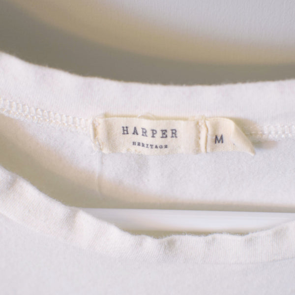 Upcycled Ivory Flutter Sleeves Earth Day Every Day T-Shirt - Women’s Size Medium