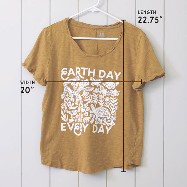 Upcycled Brown Earth Day Every Day T-Shirt - Women’s Size Medium
