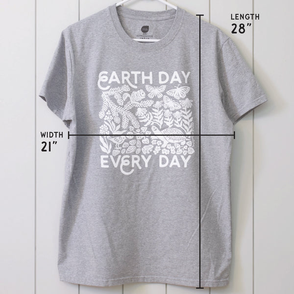 Upcycled Heather Gray Earth Day Every Day T-Shirt - Unisex Size Medium