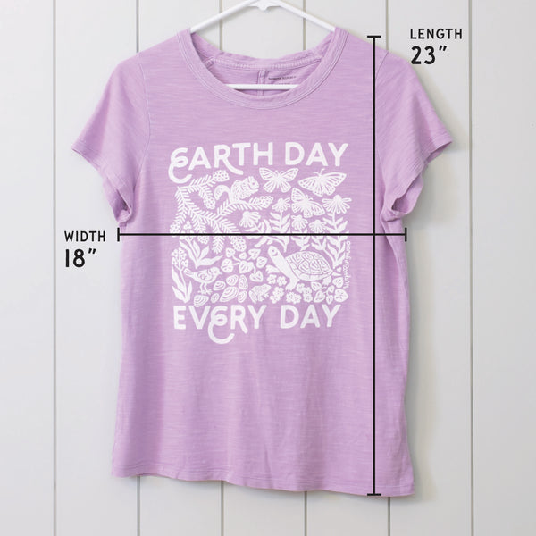 Upcycled Purple Earth Day Every Day T-Shirt - Women’s Size Medium