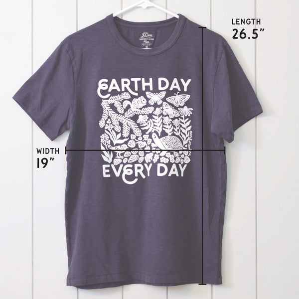 Upcycled Dark Gray Tie-Dye Earth Day Every Day T-Shirt - Unisex Size Medium