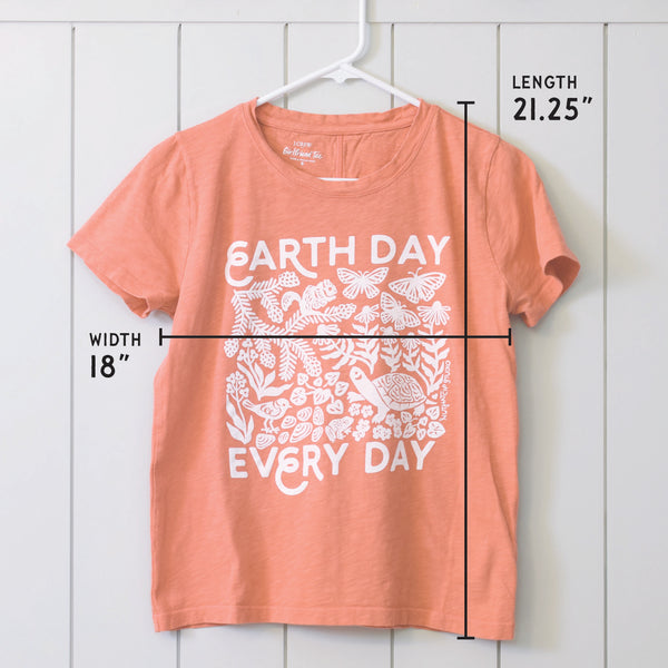 Upcycled Coral Earth Day Every Day T-Shirt - Women’s Size Small
