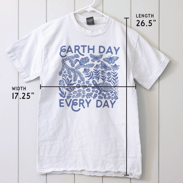 Upcycled White Earth Day Every Day T-Shirt - Unisex Size Small