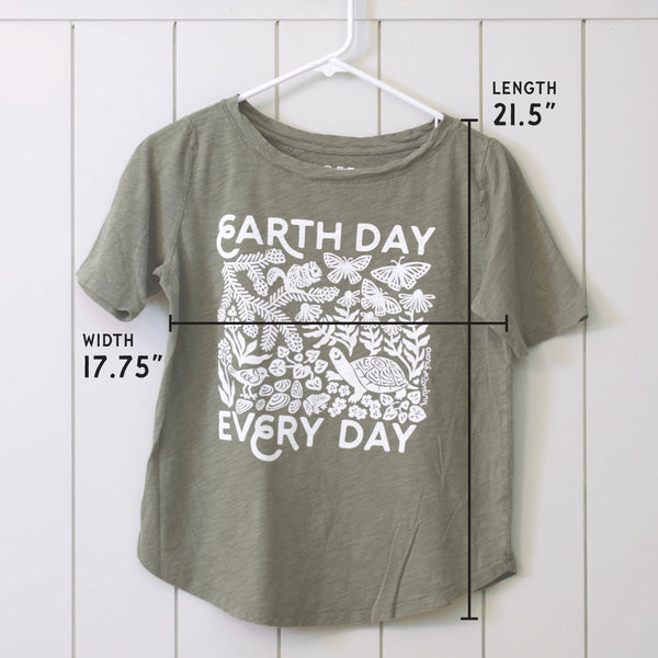 Upcycled Green Earth Day Every Day T-Shirt - Women's Size Small