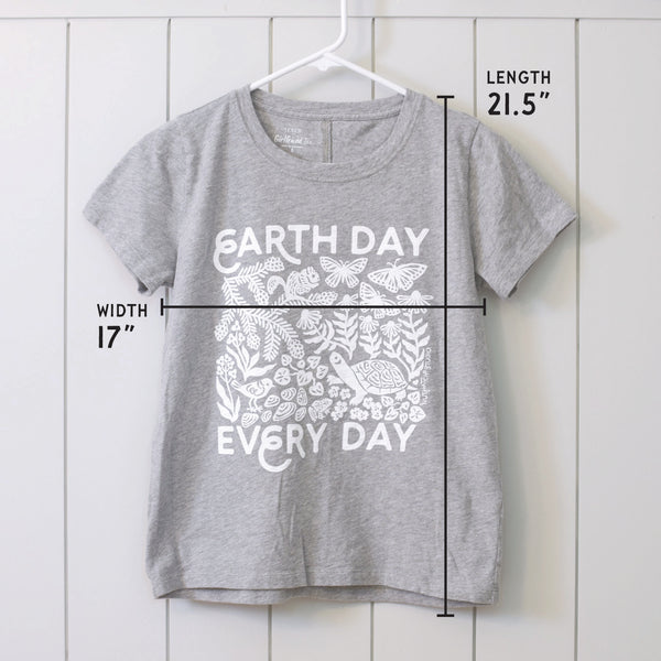 Upcycled Heather Gray Earth Day Every Day T-Shirt - Women’s Size Small