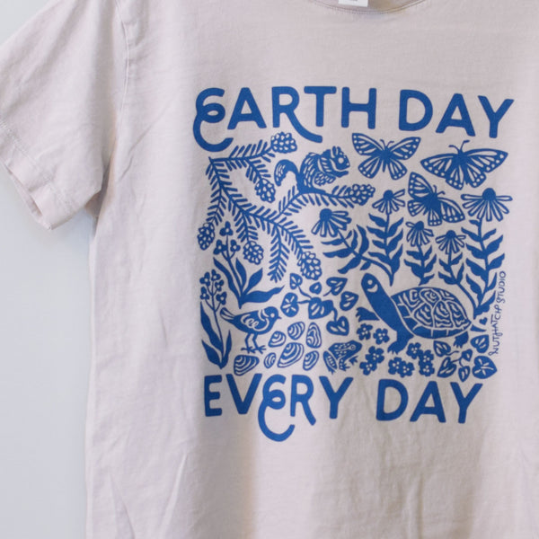 Upcycled Ivory Earth Day Every Day T-Shirt - Women’s Size Small