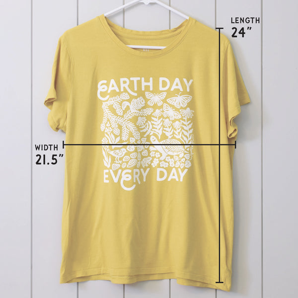 Upcycled Yellow Earth Day Every Day T-Shirt - Women’s Size X-Large