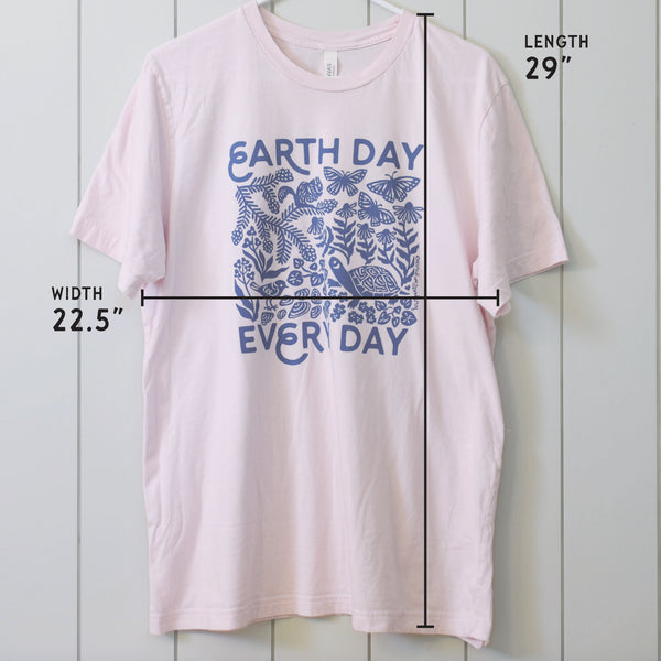 Upcycled Light Pink Earth Day Every Day T-Shirt - Unisex Size X-Large