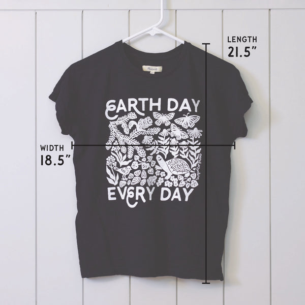 Upcycled Black Earth Day Every Day T-Shirt - Women’s Size X-Small