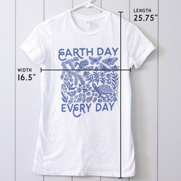 Upcycled White Earth Day Every Day T-Shirt - Unisex Size X-Small