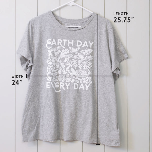 Upcycled Gray Earth Day Every Day T-Shirt - Women’s Size XX-Large