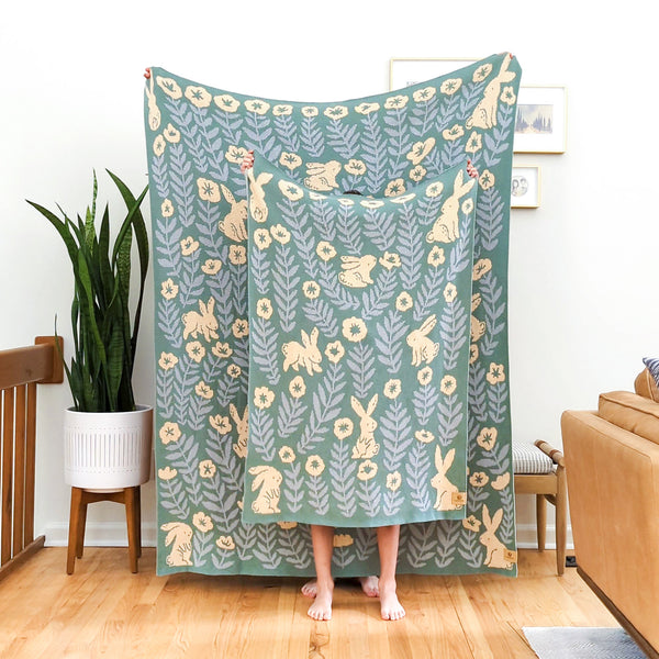 Bunny Meadows Throw Blanket - Sage Green