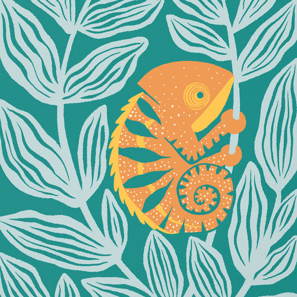 Close up of Colorful Chameleon art print by Chrissie Van Hoever