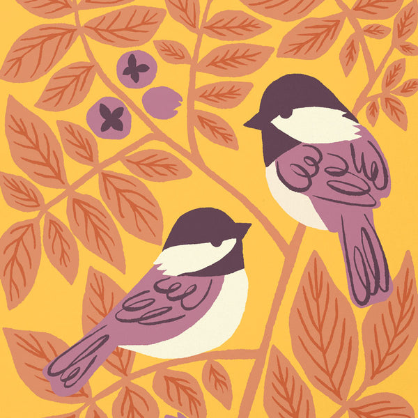 Chickadees & Hickory Art Print