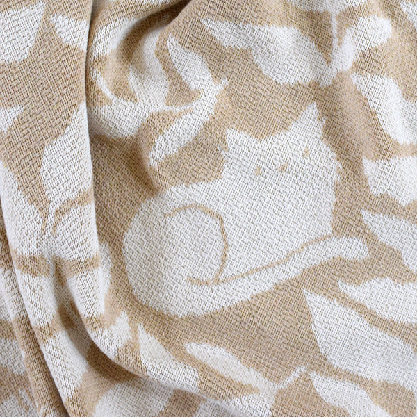 Cat Club Throw Blanket - Cream