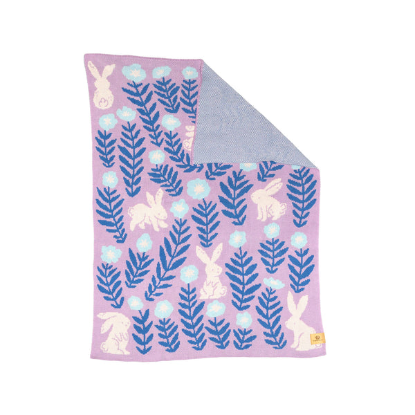 Bunny Meadows Baby Blanket - Lavender Blue