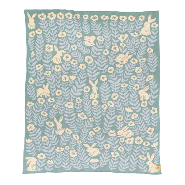 Bunny Meadows Throw Blanket - Sage Green