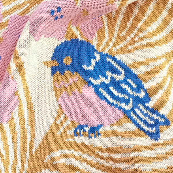 Bluebirds Throw Blanket - Mustard