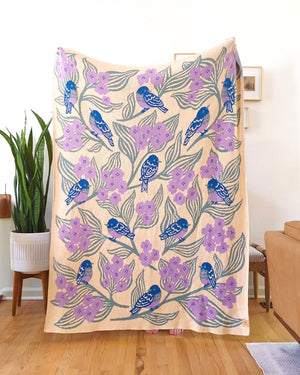 Bluebirds Throw Blanket - Lilac