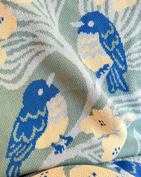 Bluebirds Throw Blanket - Sage