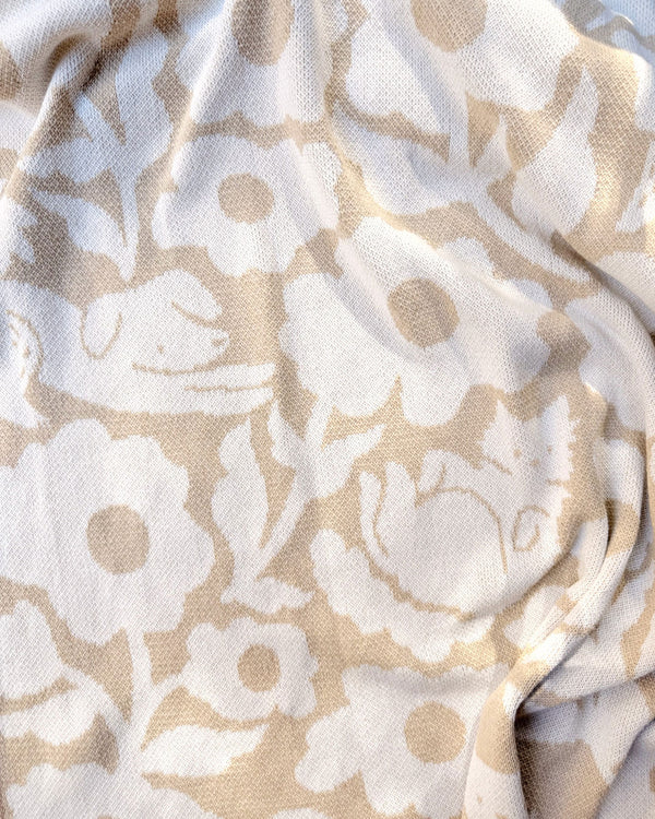 Poppy Pets Throw Blanket - Cream