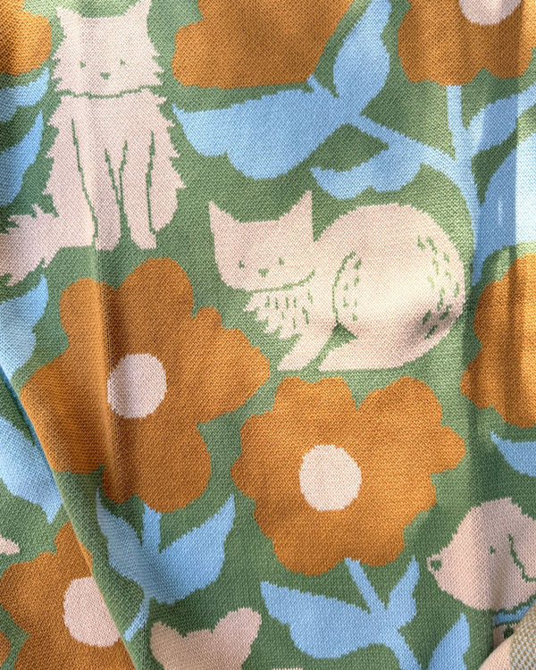 Poppy Pets Throw Blanket - Mustard Green