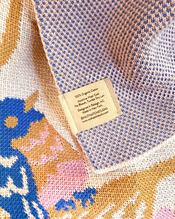 Bluebirds Throw Blanket - Mustard