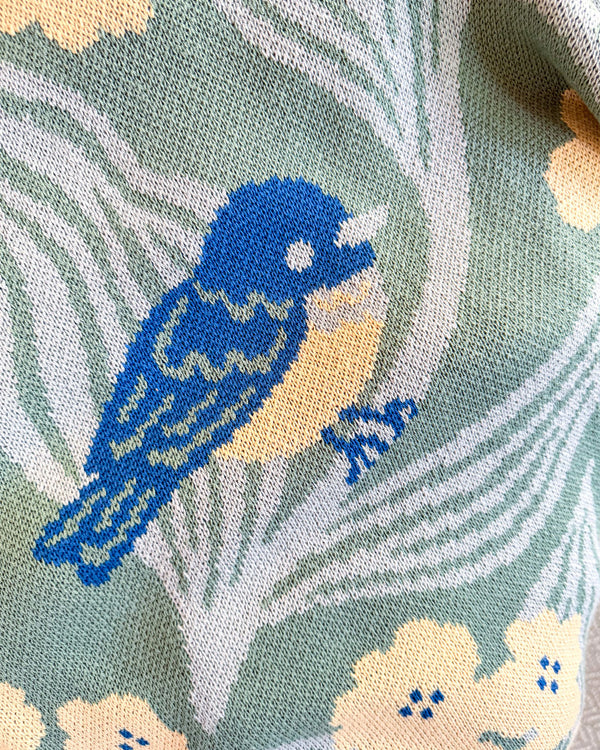 Bluebirds Throw Blanket - Sage