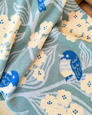 Bluebirds Throw Blanket - Sage