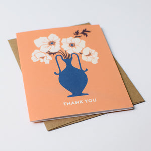 White Anemone Flower Vase Thank You Card